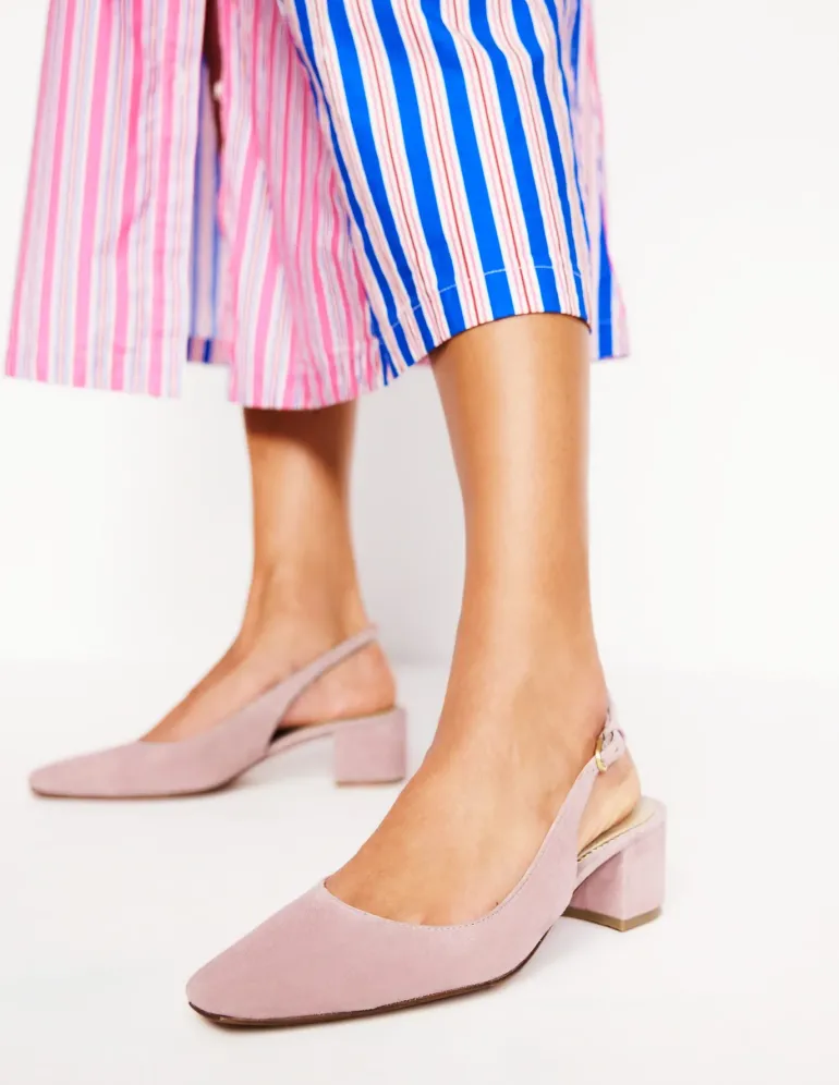 Ailsa Block Heel Slingbacks-Almond Pink Suede-Boden Cheap