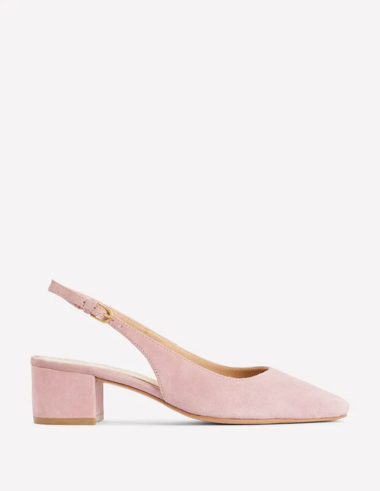 Ailsa Block Heel Slingbacks-Almond Pink Suede-Boden Cheap