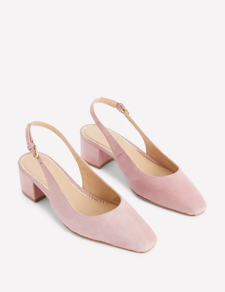 Ailsa Block Heel Slingbacks-Almond Pink Suede-Boden Cheap
