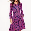Alexandra Blouson Jersey Dress-French Navy, Bow Scatter-Boden Sale
