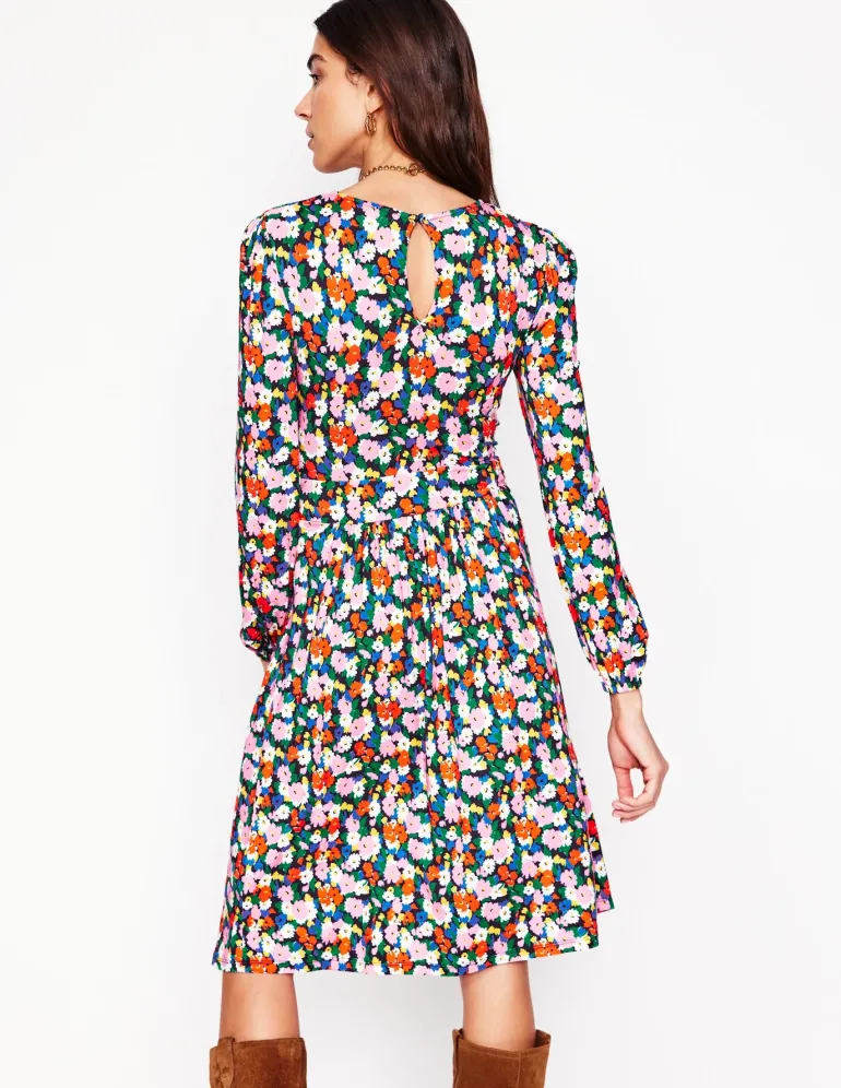 Alexandra Blouson Jersey Dress-Multi, Painterly Meadow-Boden Fashion
