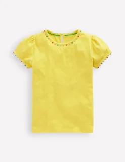 Ali Puff Sleeve Pom T-shirt-Pineapple Yellow-Boden Cheap