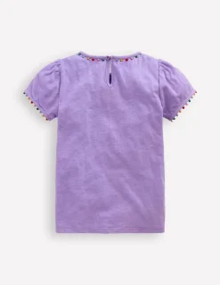 Ali Puff Sleeve Pom T-shirt-Lavender Purple-Boden Cheap