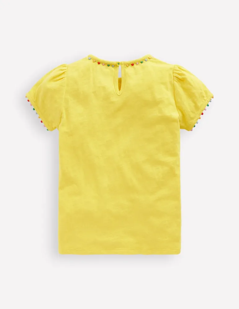 Ali Puff Sleeve Pom T-shirt-Pineapple Yellow-Boden Cheap
