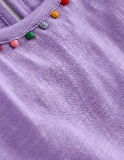 Ali Puff Sleeve Pom T-shirt-Lavender Purple-Boden Cheap