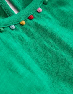 Ali Puff Sleeve Pom T-shirt-Bright Emerald-Boden Online