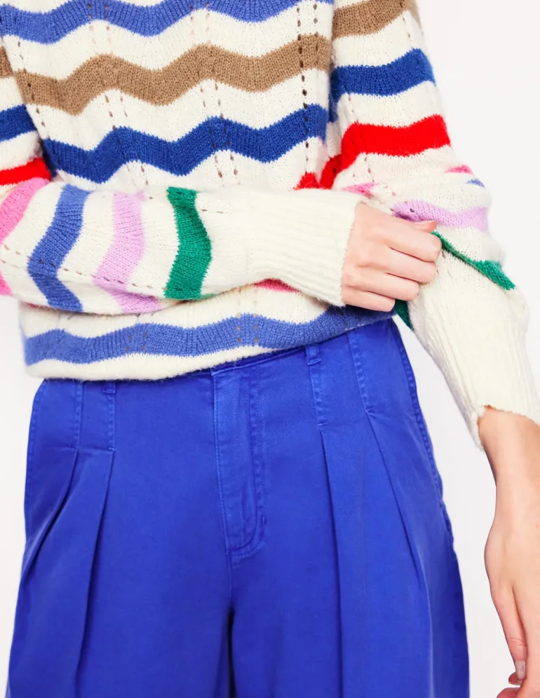 Alice Fluffy Raglan Sweater-Rainbow Wave-Boden Outlet