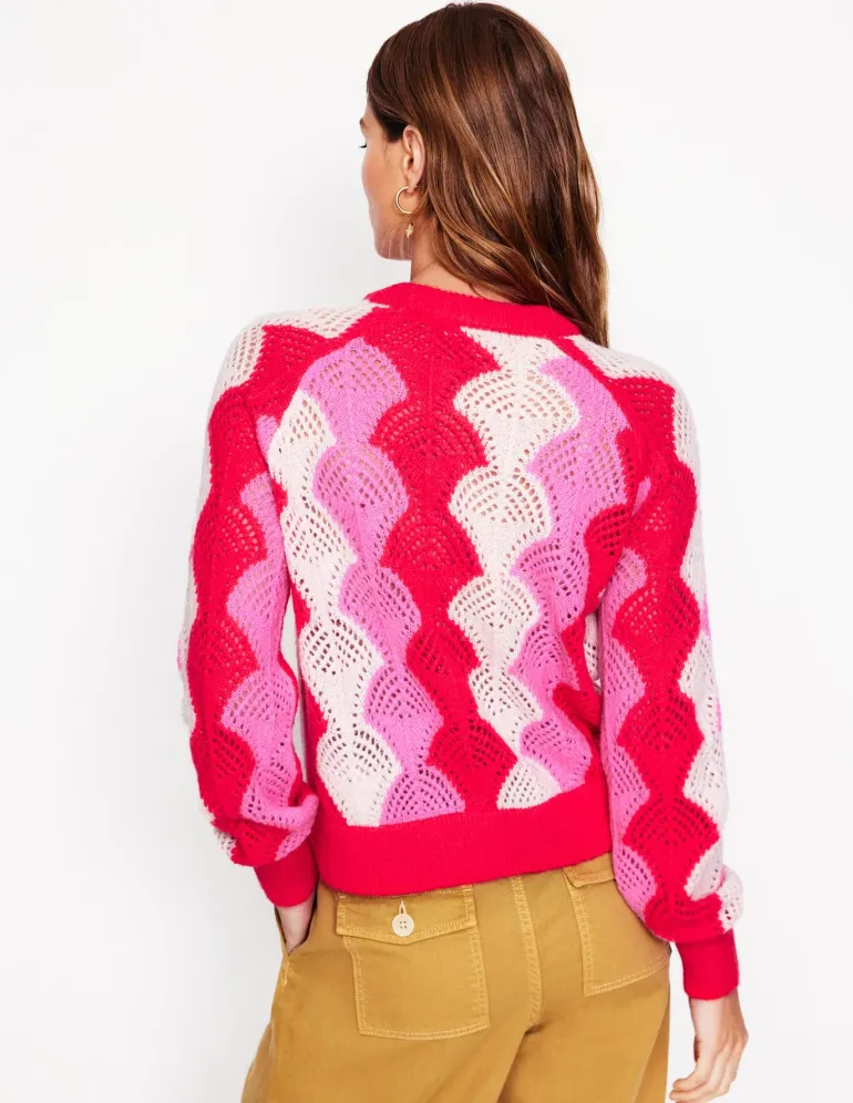 Alice Fluffy Raglan Sweater-Poppy Red/ Chalk/ Tickled Pink-Boden Discount