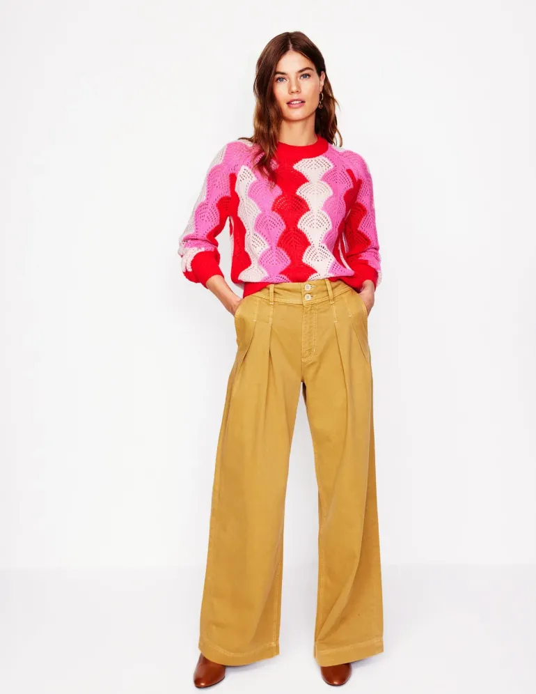 Alice Fluffy Raglan Sweater-Poppy Red/ Chalk/ Tickled Pink-Boden Discount