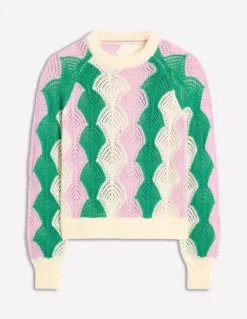 Alice Fluffy Raglan Sweater-Warm Ivory/ Soft Lavender Pink-Boden Cheap