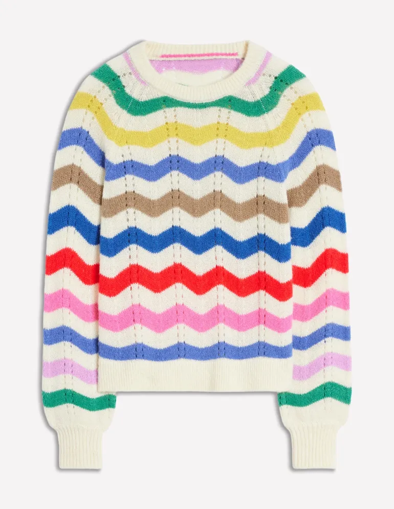 Alice Fluffy Raglan Sweater-Rainbow Wave-Boden Outlet
