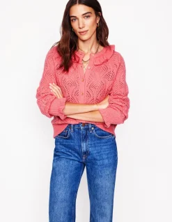 Alice Fluffy Stitch Cardigan-Salmon Pink-Boden Cheap