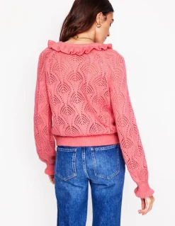 Alice Fluffy Stitch Cardigan-Salmon Pink-Boden Cheap