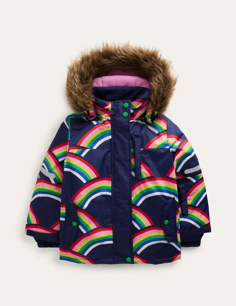 All-Weather Waterproof Coat-College Navy Rainbows-Boden Store