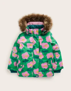 All-Weather Waterproof Coat-Rich Emerald Cut Out Flower-Boden Outlet