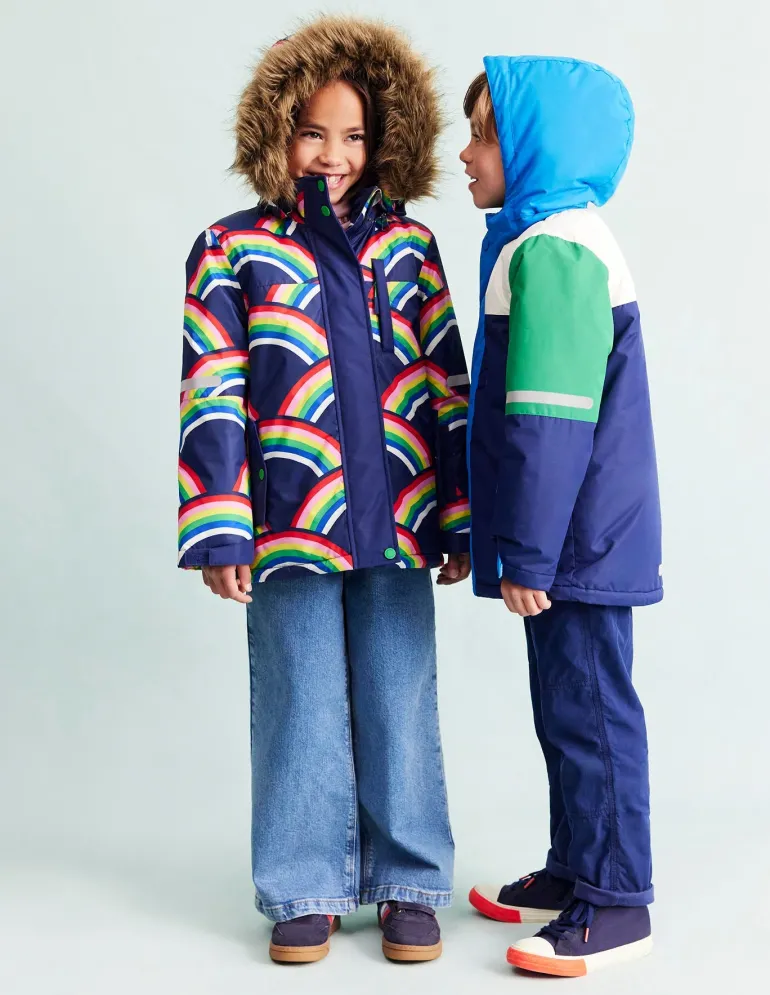 All-Weather Waterproof Coat-College Navy Rainbows-Boden Store