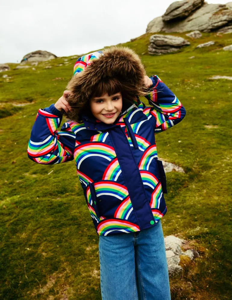 All-Weather Waterproof Coat-College Navy Rainbows-Boden Store