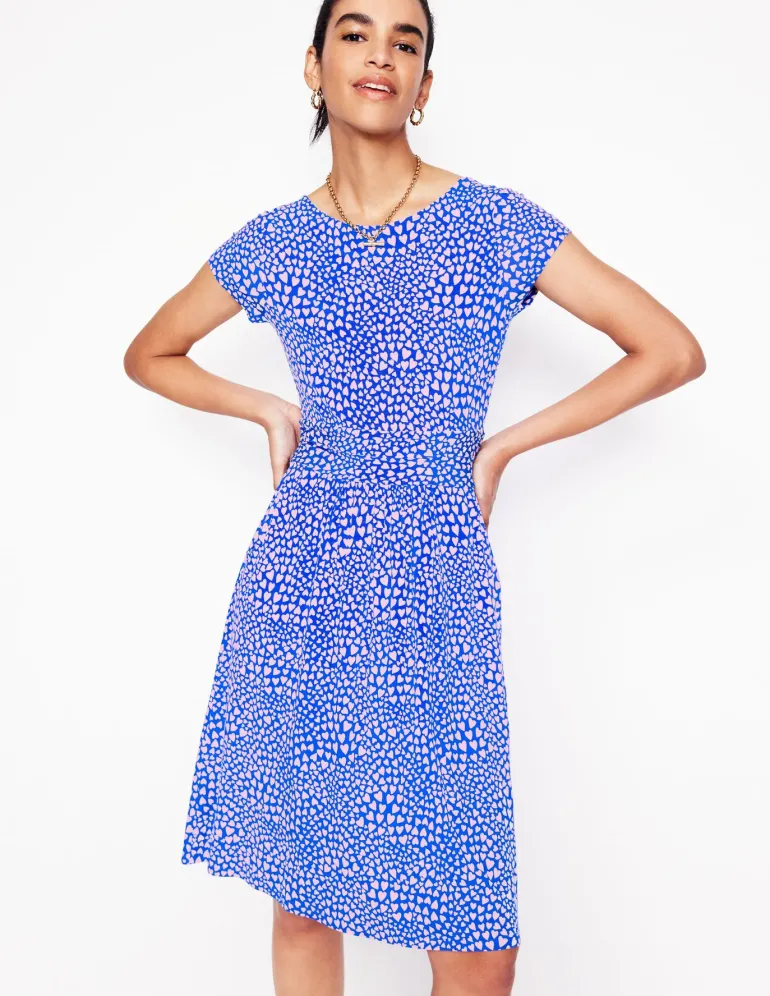 Amelie Jersey Dress-Gallery Blue, Heart Cluster-Boden Sale