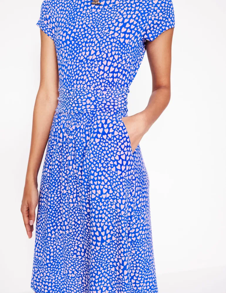 Amelie Jersey Dress-Gallery Blue, Heart Cluster-Boden Sale