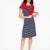 Amelie Jersey Dress-Navy, Ivory Stripe-Boden Shop