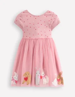 Ami Applique Tulle Dress-Chalk Pink Bunnies-Boden Store