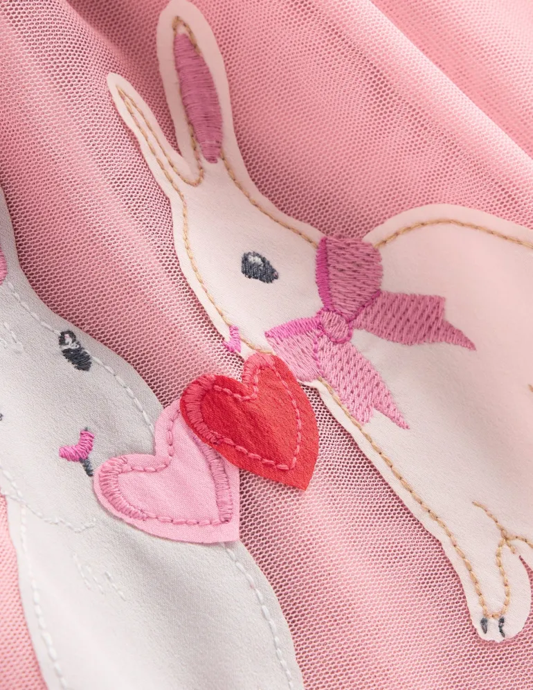 Ami Applique Tulle Dress-Chalk Pink Bunnies-Boden Store