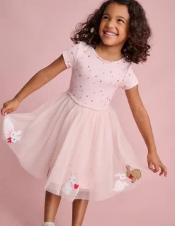 Ami Applique Tulle Dress-Chalk Pink Bunnies-Boden Store