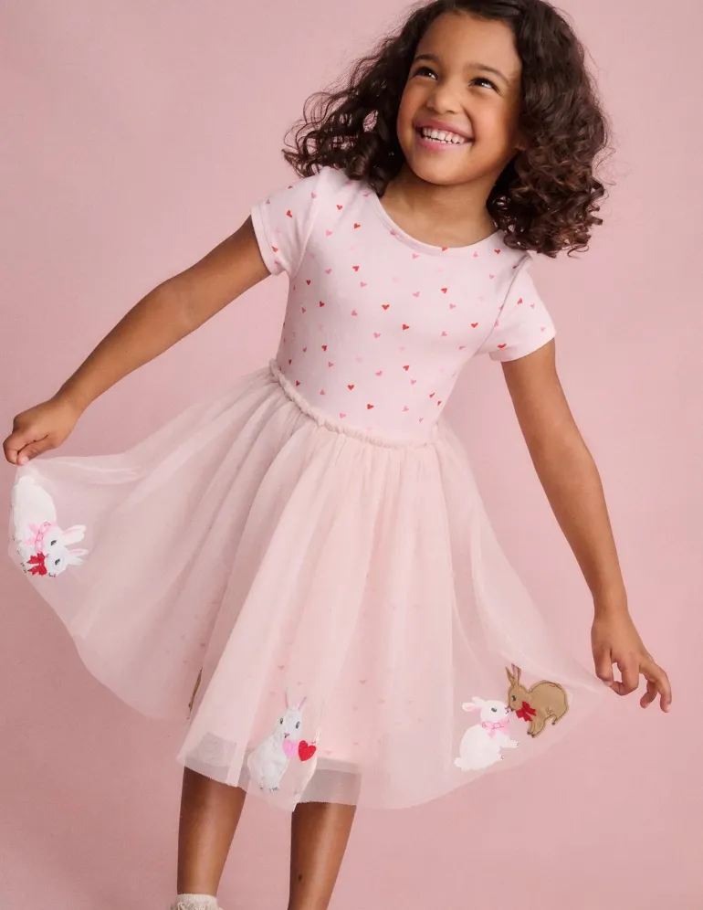 Ami Applique Tulle Dress-Chalk Pink Bunnies-Boden Store