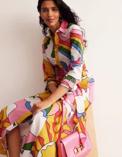 Amy Cotton Midi Shirt Dress-Multi, Sunshine-Boden Hot