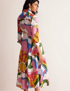 Amy Cotton Midi Shirt Dress-Multi, Sunshine-Boden Hot