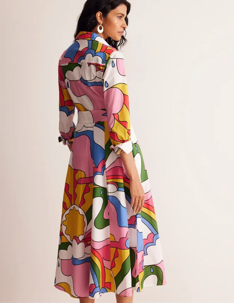 Amy Cotton Midi Shirt Dress-Multi, Sunshine-Boden Hot