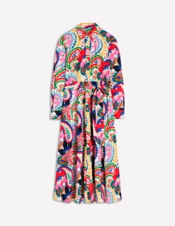 Amy Cotton Midi Shirt Dress-Ivory, Botanical Paisley-Boden Hot