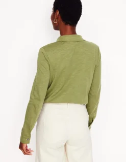 Amy Jersey Shirt-Soft Olive-Boden Best Sale