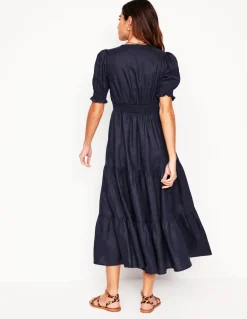 Anna Linen Tiered Midi Dress--Boden Store
