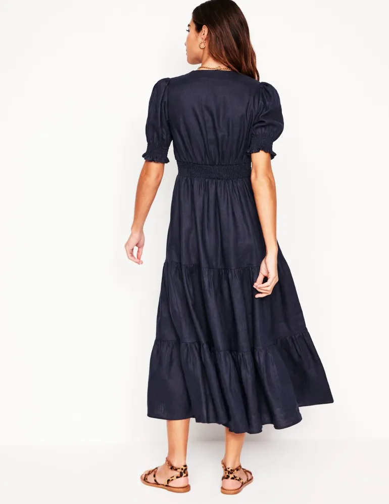 Anna Linen Tiered Midi Dress--Boden Store