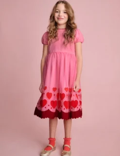 Appliqué Hem Tulle Dress-Bubblegum Pink Hearts-Boden Sale