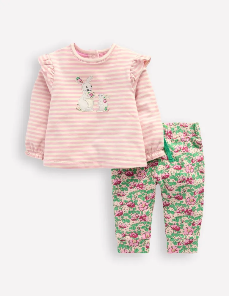 Appliqué Jersey Play Set-Almond Pink/ Soft Ivory-Boden Clearance