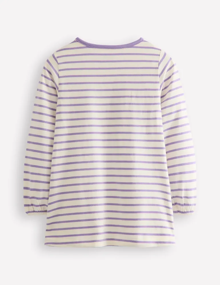 Appliqué Jersey Tunic-Aster Purple / Ivory Cats-Boden Outlet