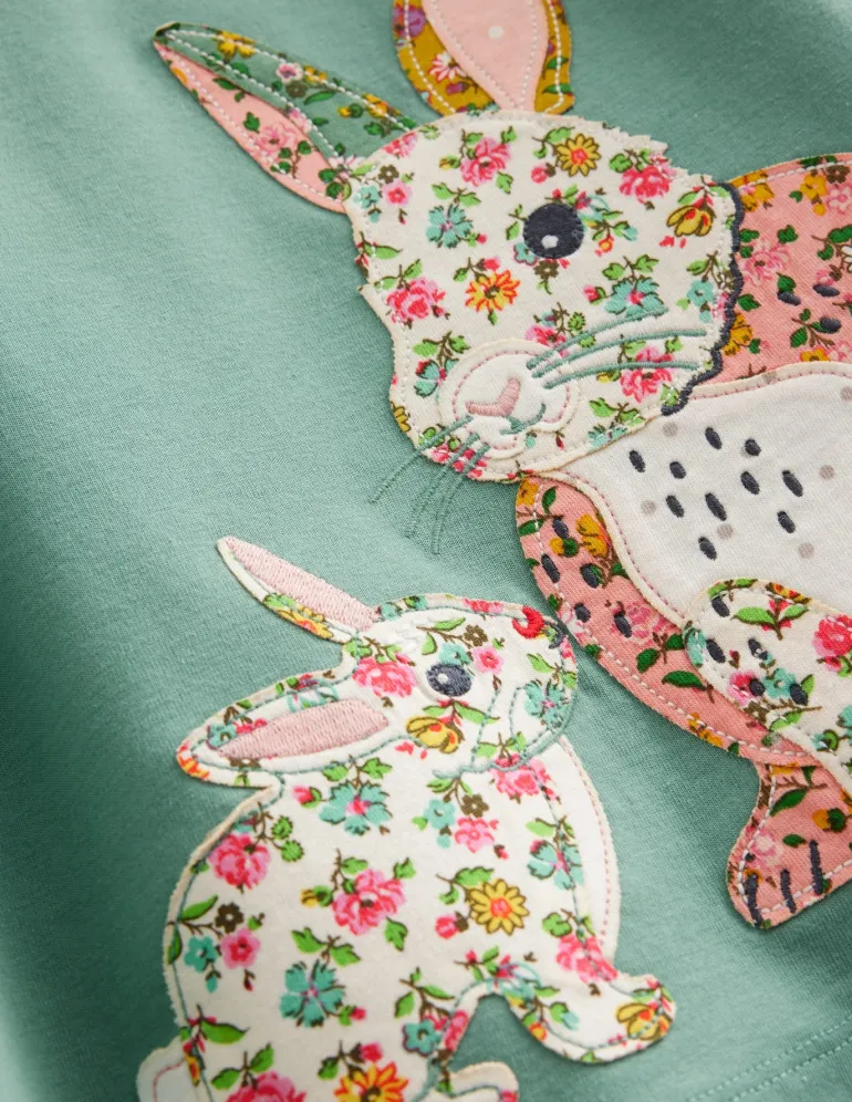 Appliqué Jersey Tunic-Eucalyptus Bunny-Boden Sale