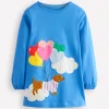 Appliqué Jersey Tunic-Peacock Plume Blue Dog-Boden Hot