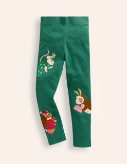 Appliqué Leggings-Aloe Green Bunnies-Boden Online