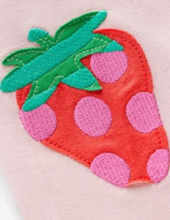 Appliqué Leggings-Chalk Violet Strawberries-Boden Hot
