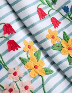 Appliqué Leggings-Ivory/ Vintage Blue Flowers-Boden Best