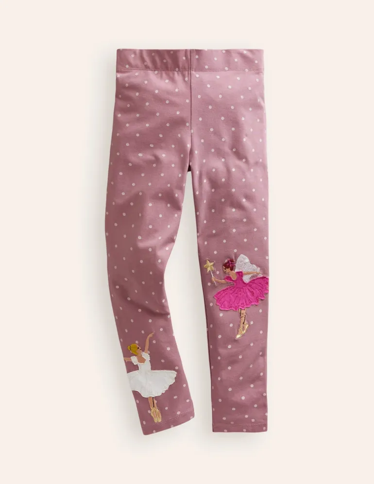 Appliqué Leggings-Vintage Pink Ballerinas-Boden Store