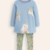 Appliqué Tunic and Legging Set-French Blue Unicorns-Boden Online