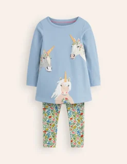 Appliqué Tunic and Legging Set-French Blue Unicorns-Boden Online