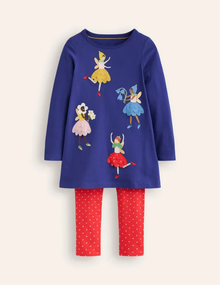 Appliqué Tunic and Legging Set-Starboard Blue Fairies-Boden Fashion
