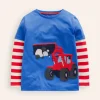 Applique Mock Sleeve T-Shirt-Greek Blue Digger-Boden Sale