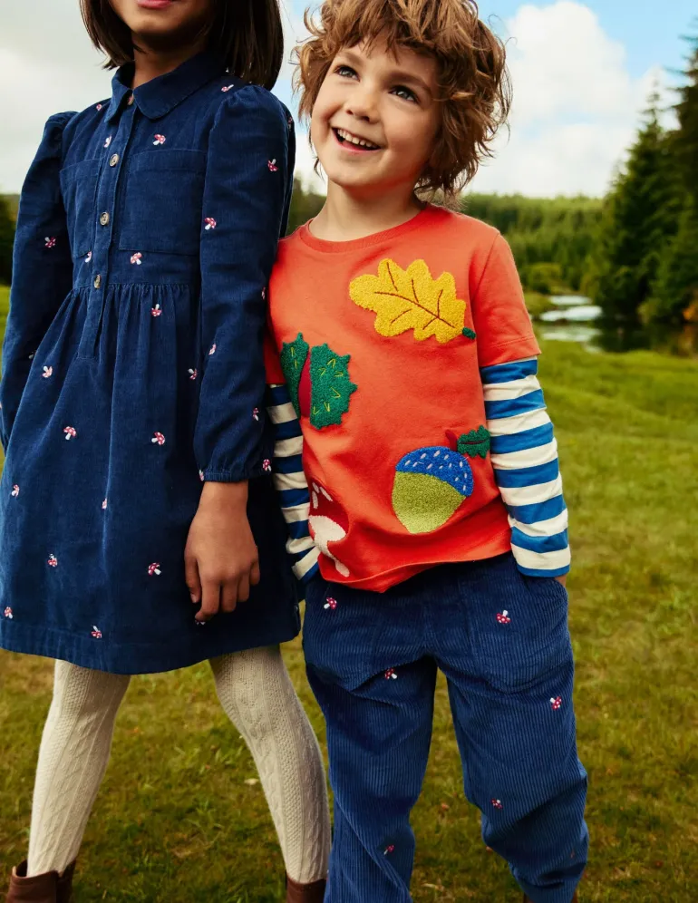 Applique Mock Sleeve T-Shirt-Autumn Maple Orange-Boden New