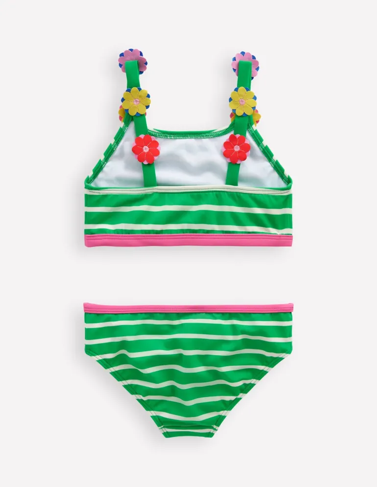 Applique Strap Bikini-Sapling Green Stripe Hearts-Boden Cheap